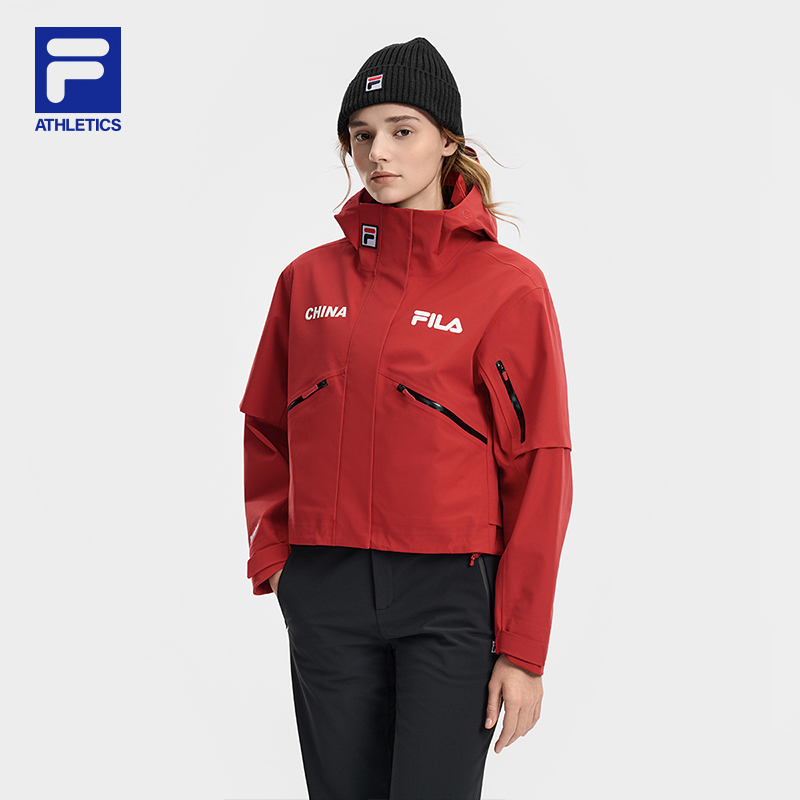 Fila/斐乐女子【防水透湿冲锋衣】春季户外连帽运动外套A11W617722F