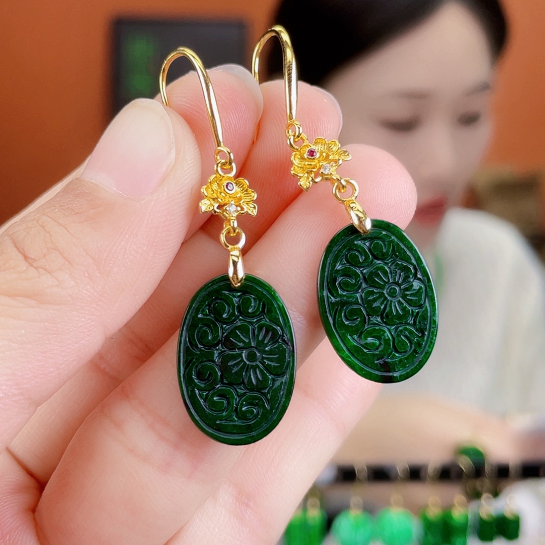 翡翠未镶嵌耳饰饰品