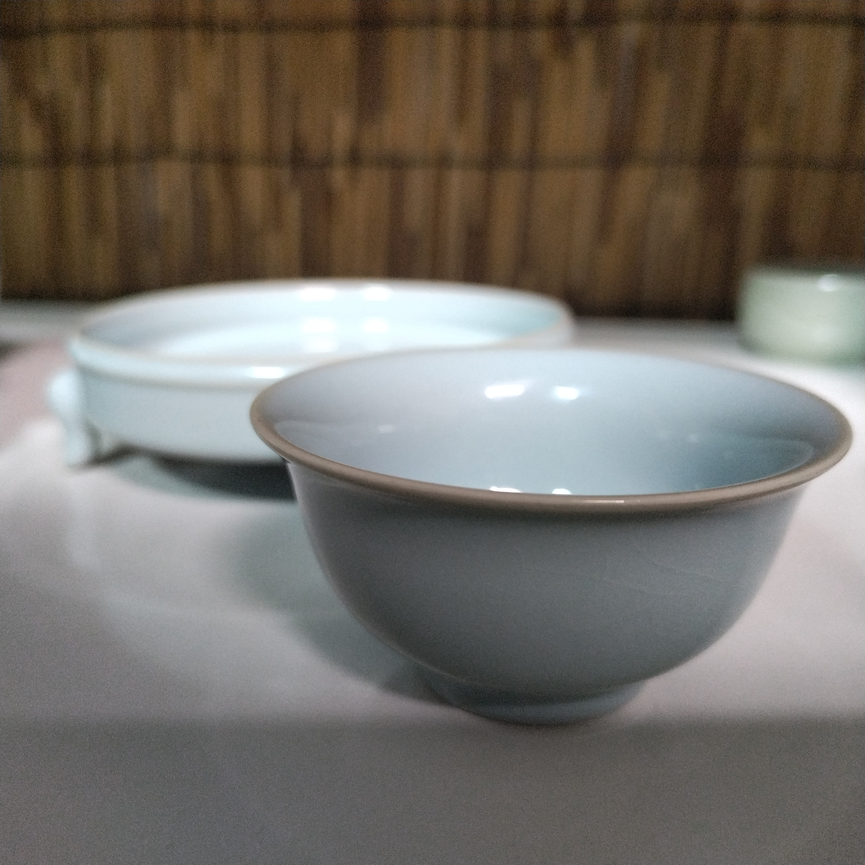 微多力•瓷空间 天青三足盘天青手工压手杯