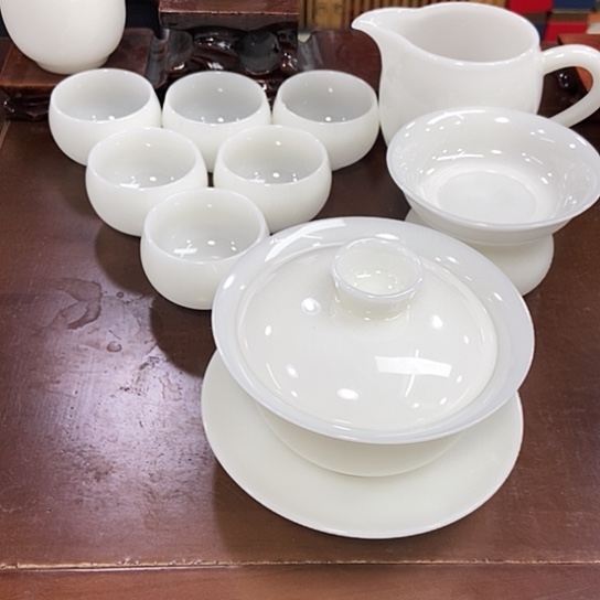 璞玉元宝盖碗小罗汉杯套组