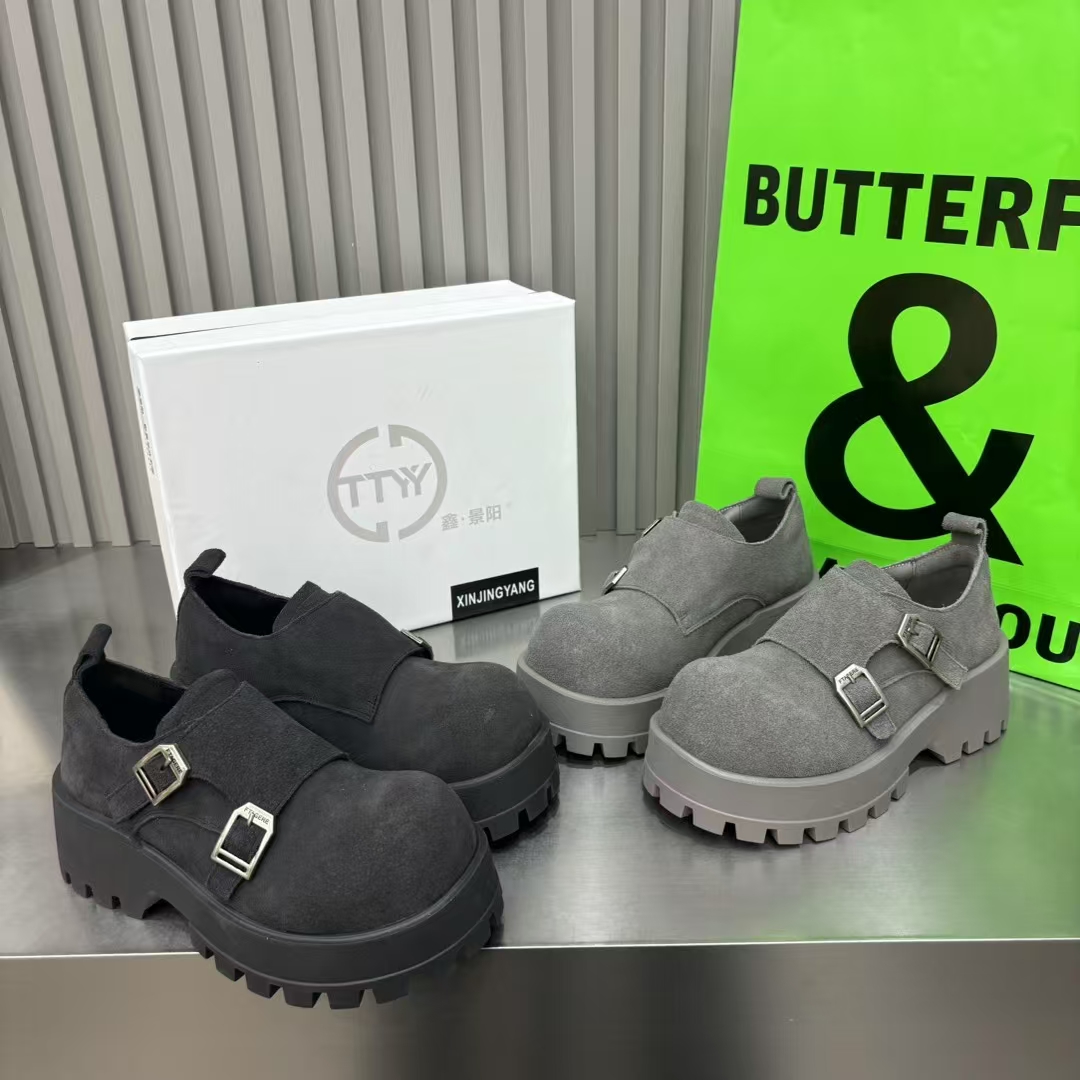 MSDD高跟套脚乐福鞋单鞋圆头女士时尚马丁靴皮鞋短靴舒适简约