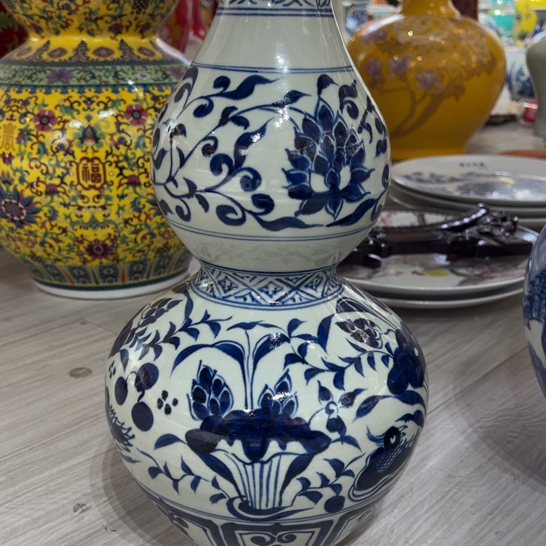 陶摆件36cm青花葫芦