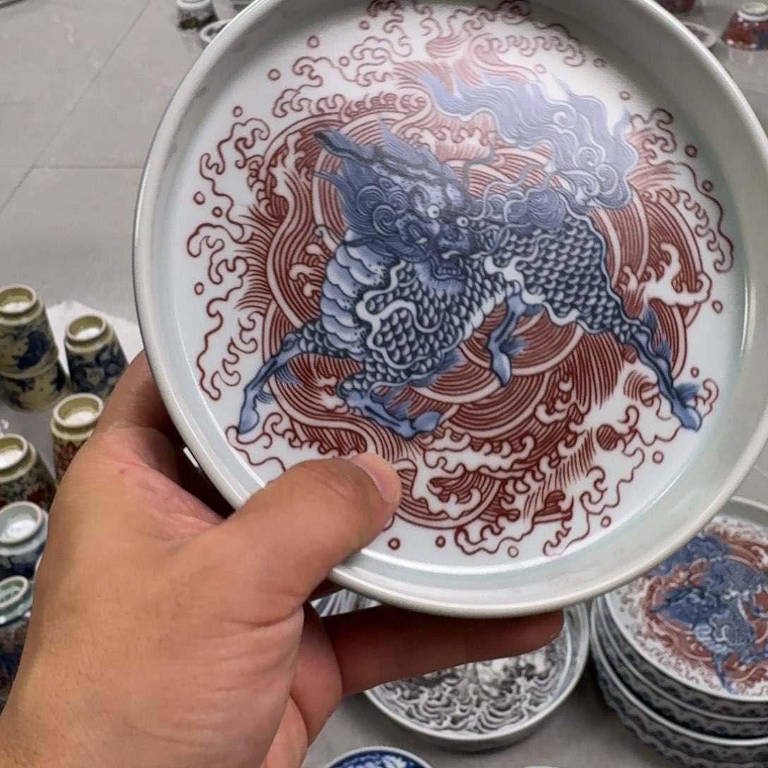 杯麒麟踏浪大壶承