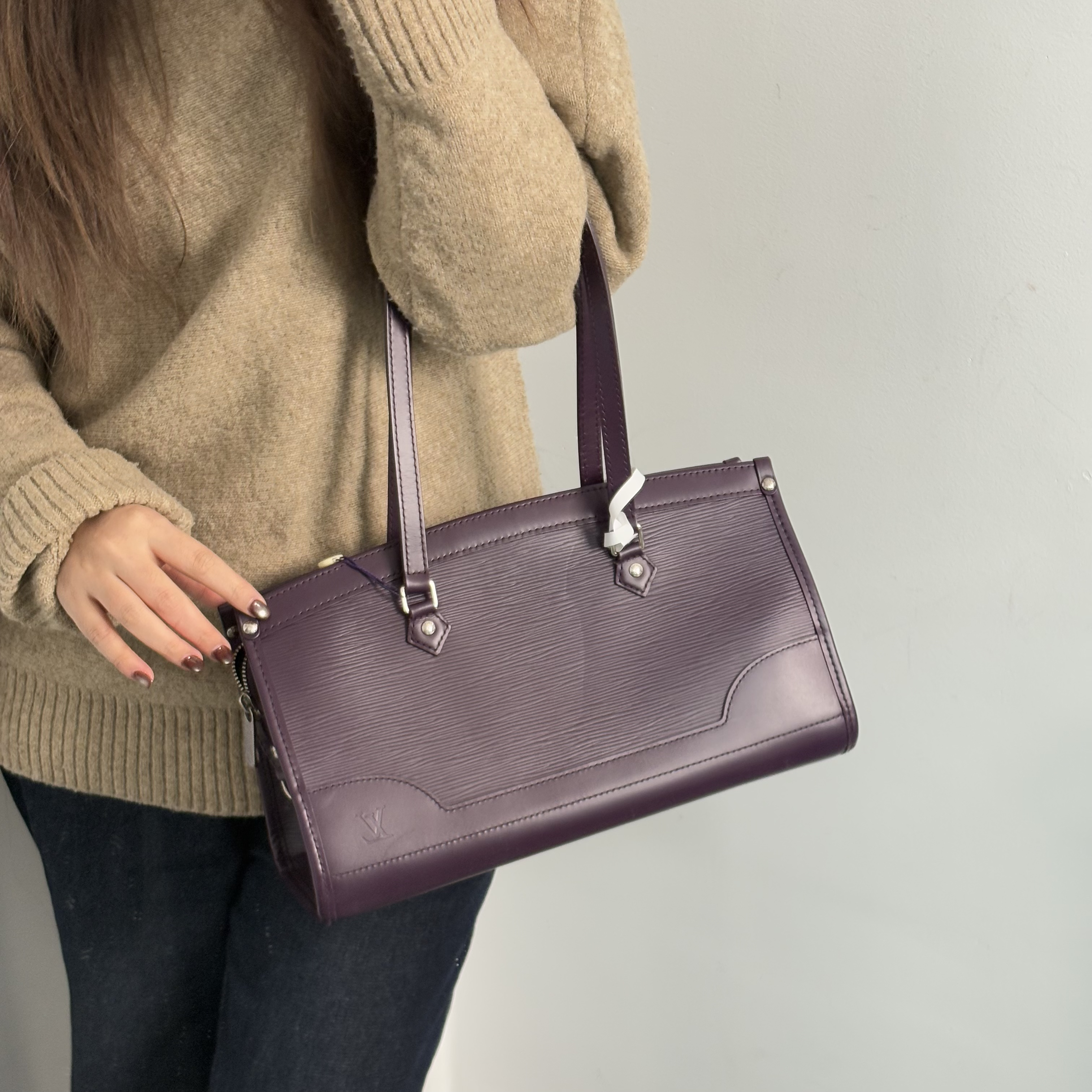 95新 LouisVuitton/路易威登 紫色水波纹手提单肩包cy 