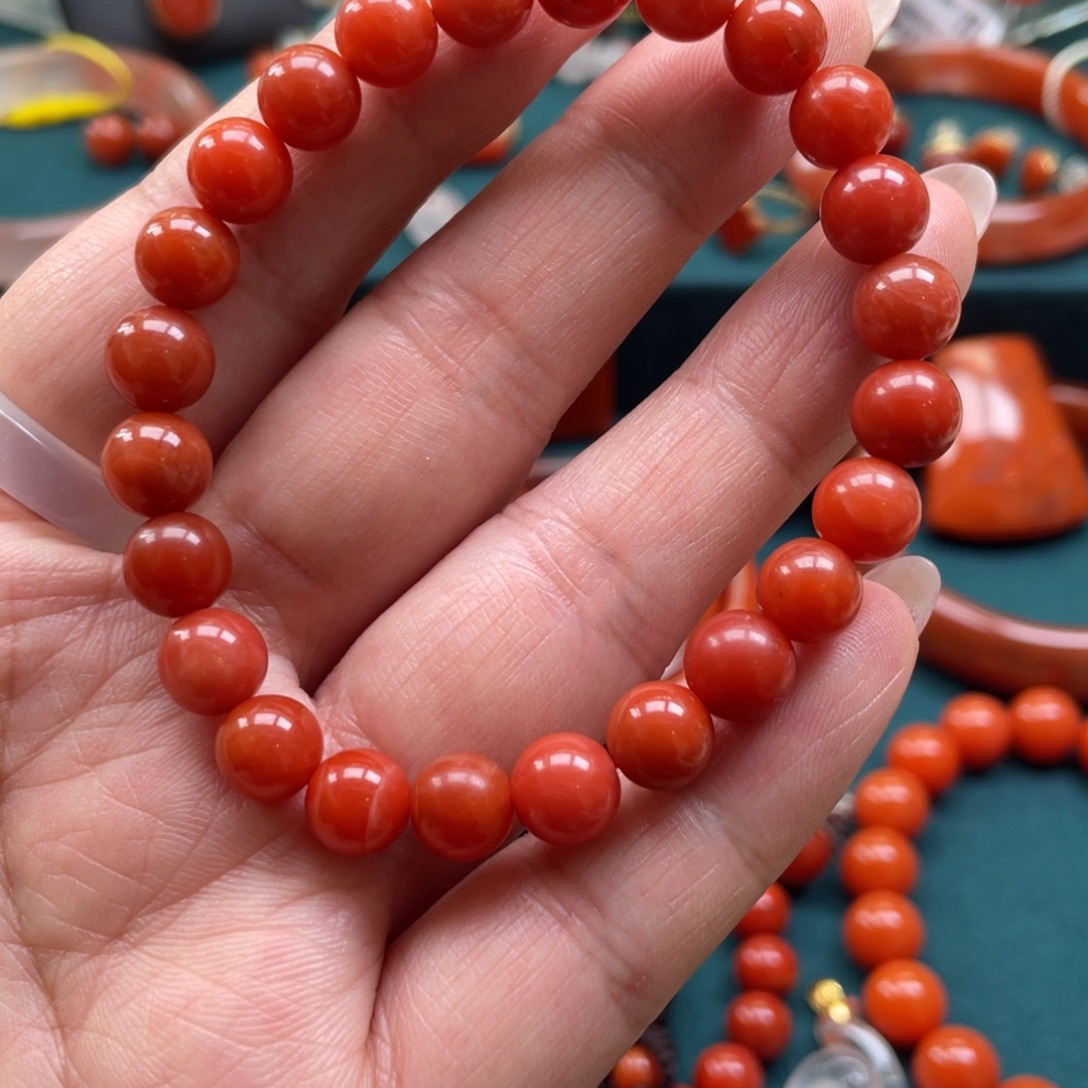 南红玛瑙未镶嵌开播福利川料南红单圈8mm