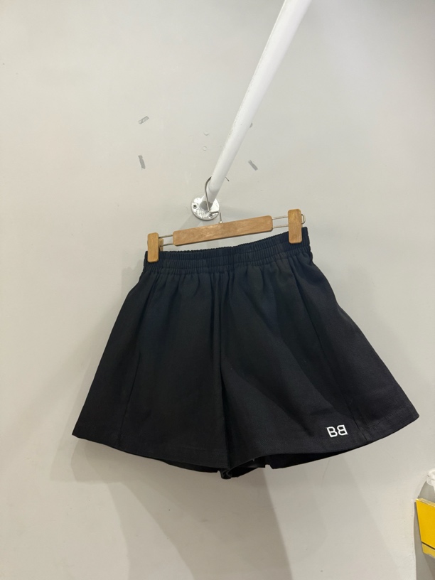 夏季拼接短裤女士藏青色高腰短裤阔腿休闲裤简约时尚