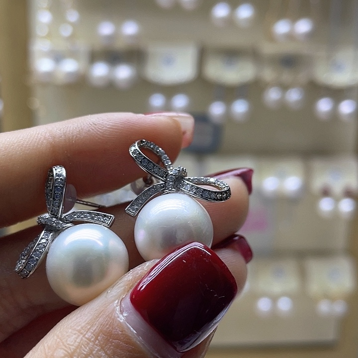 淡水珍珠耳饰银S925镶嵌