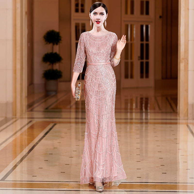 5976高端演出聚会主持人年会晚礼服高级感轻奢结婚喜妈妈婚宴礼服