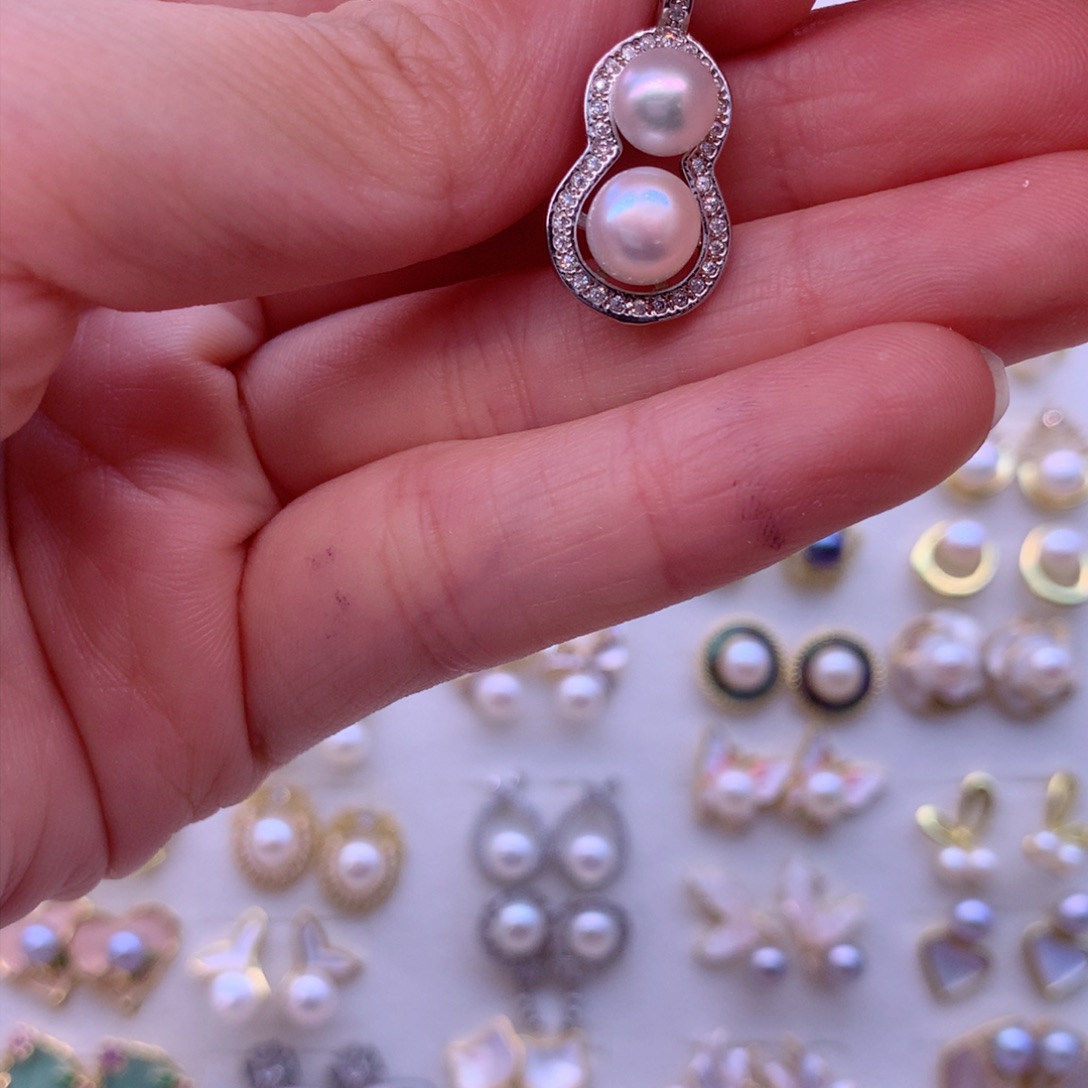 合金淡水珍珠耳饰