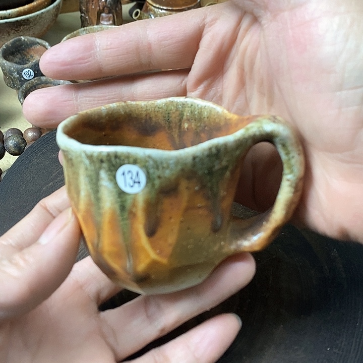 杯手工粗陶、柴烧茶器