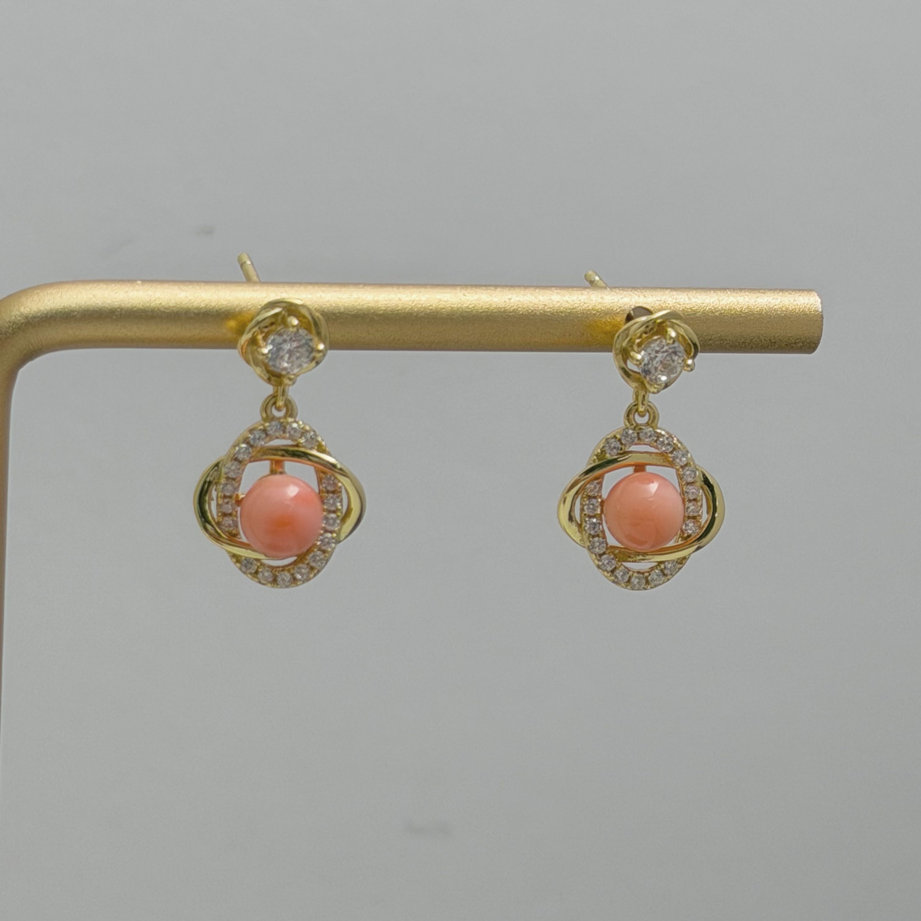 宝岛QL珊瑚 天然珊瑚 多样性 粉珊瑚圆珠耳饰/29001382