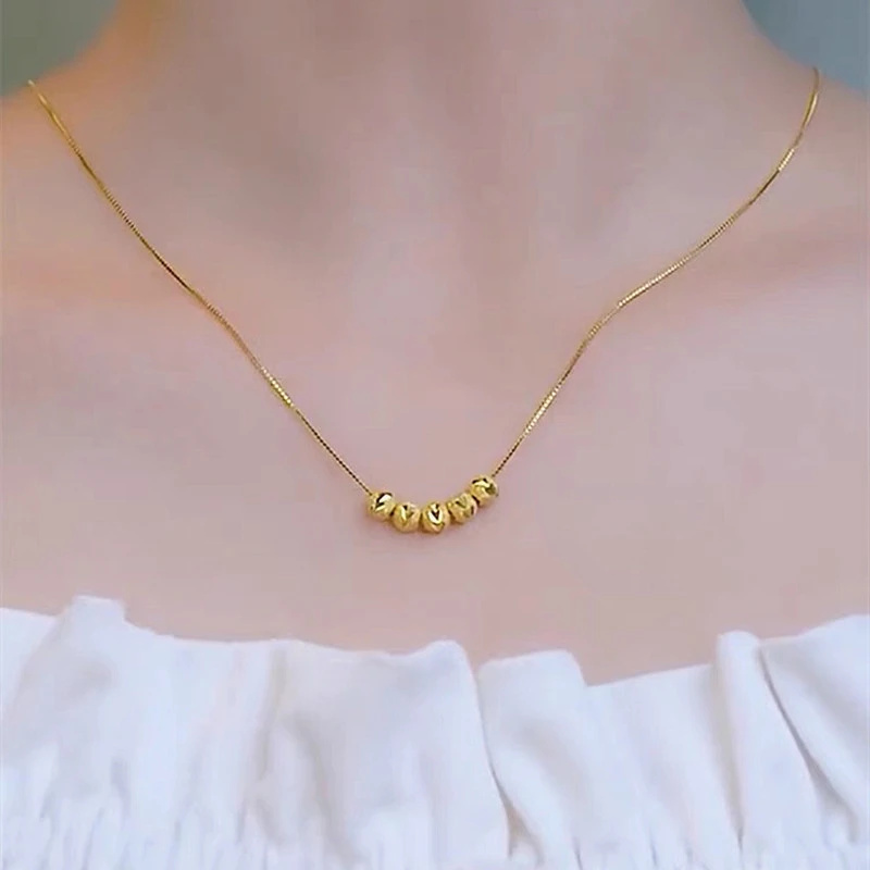 钛钢项链 火爆款网红款女款流行轻奢小众高级感五福临门锁骨链