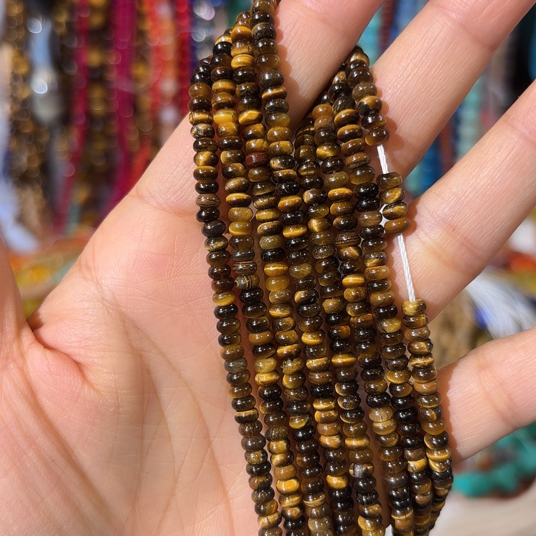 玛瑙/玉髓银S925镀金镶嵌珠宝半成品虎眼算盘2-4一条