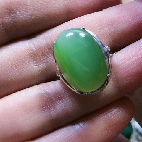 和田玉戒指银S925镶嵌