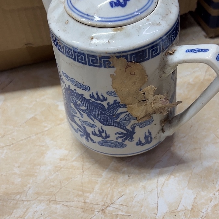 乾***众摆件陶4个青花龙纹茶壶