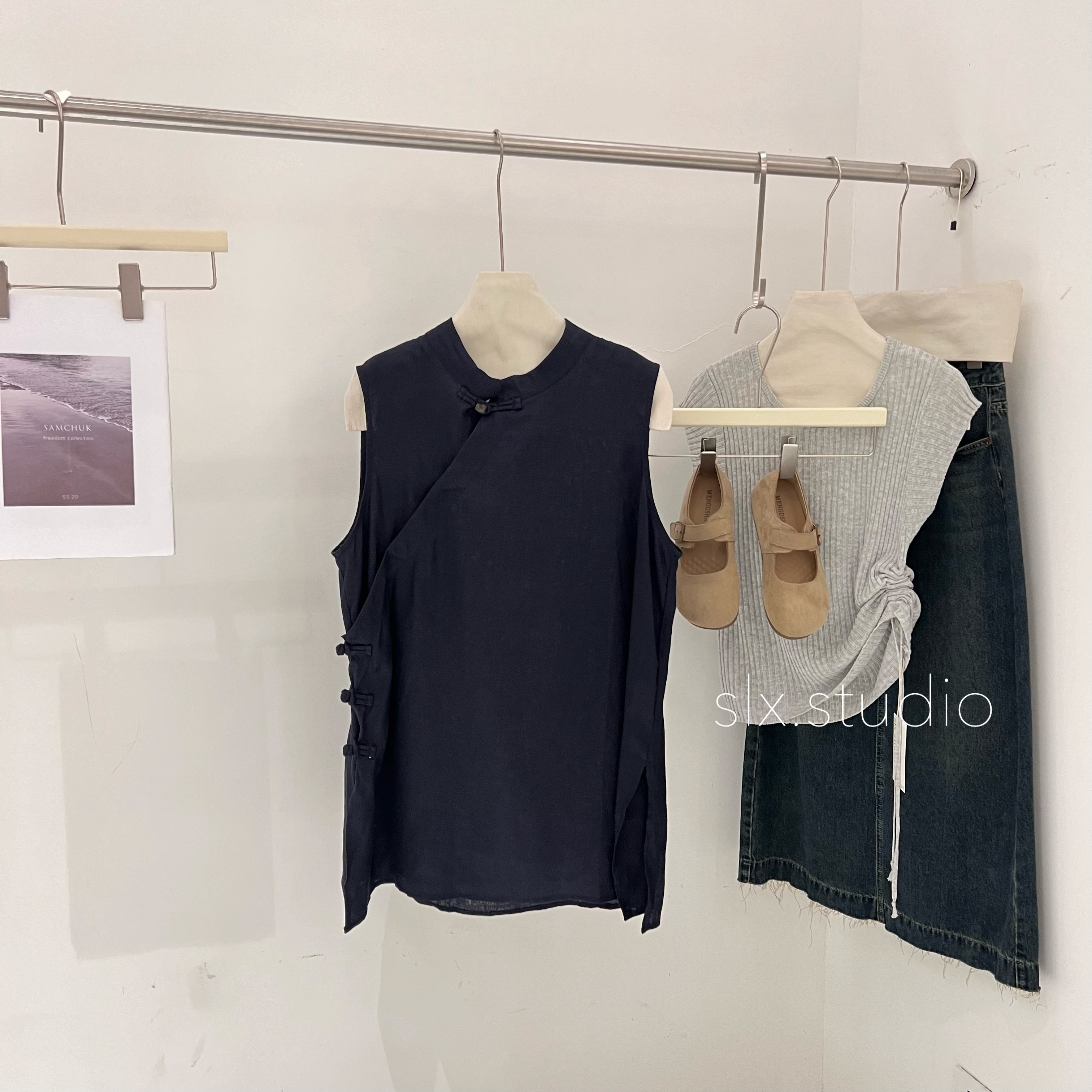 slx@ 7063 亚麻中式上衣