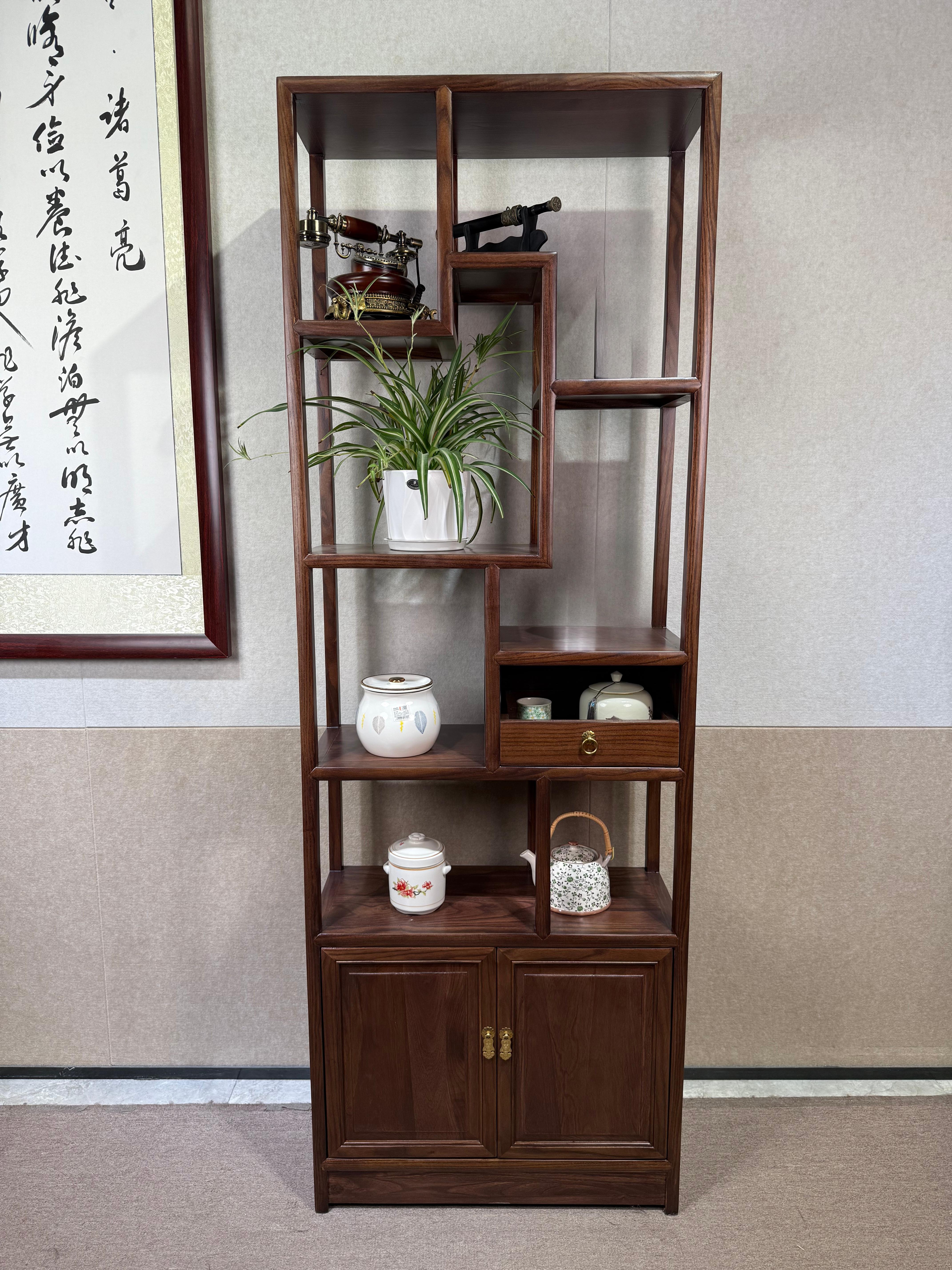 匠心 双面 68款 88款 全实木 老榆木 博古架置物架 