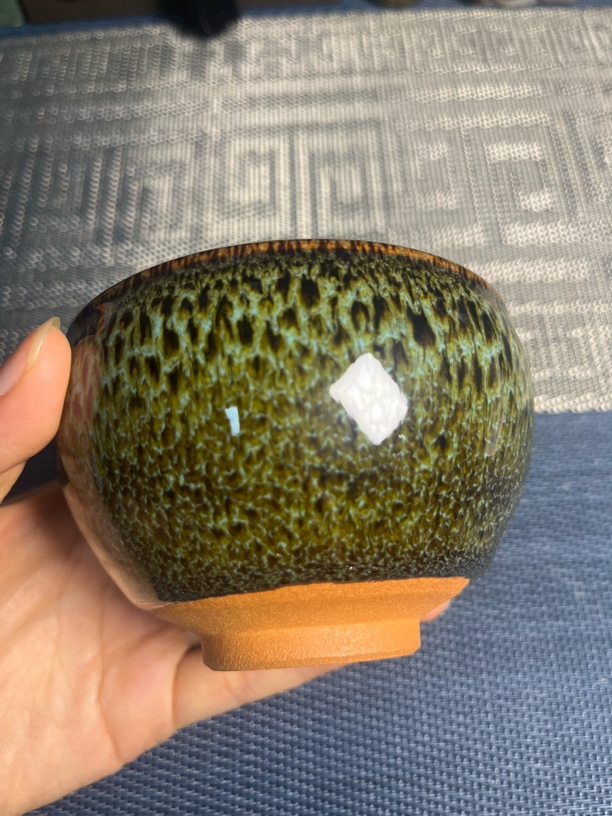 绿色金丝兔毫建盏主人杯