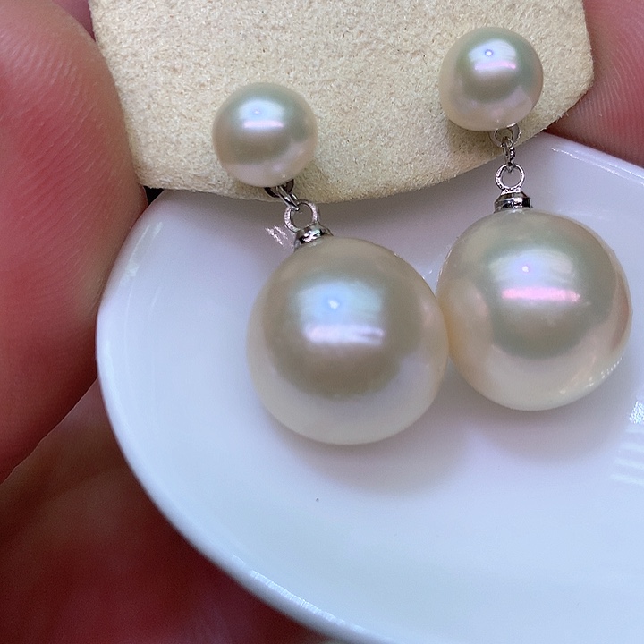 银S925镶嵌耳饰淡水珍珠