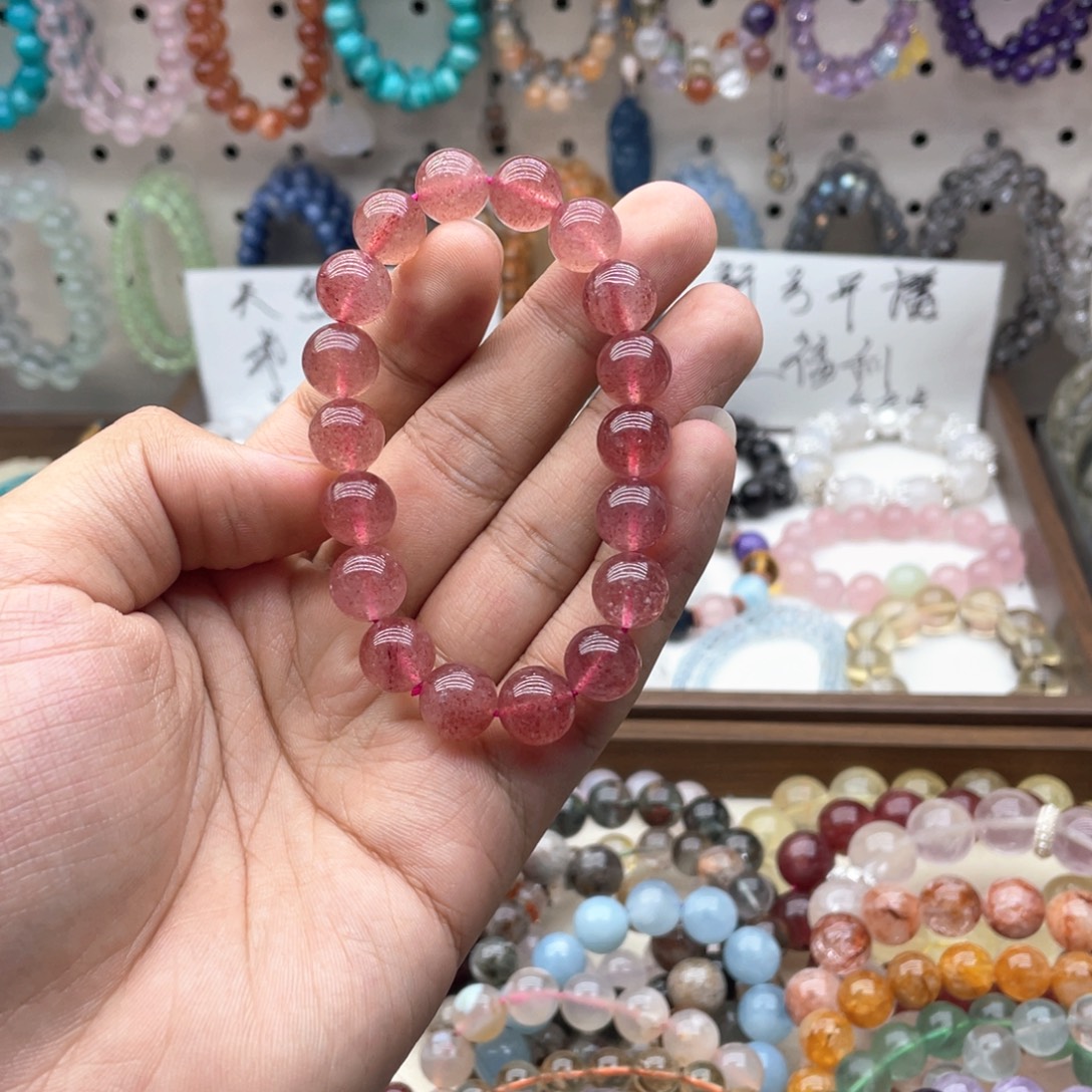 水晶未镶嵌手链11咪红草莓