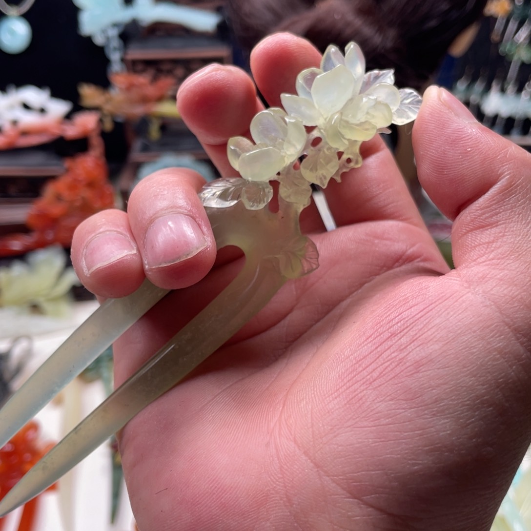 【闪购商品】蛇纹石玉发饰未镶嵌