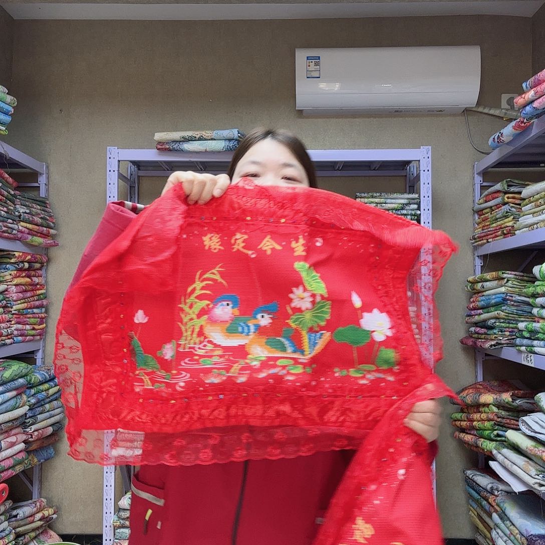 棉十字绣鸳鸯枕头一对