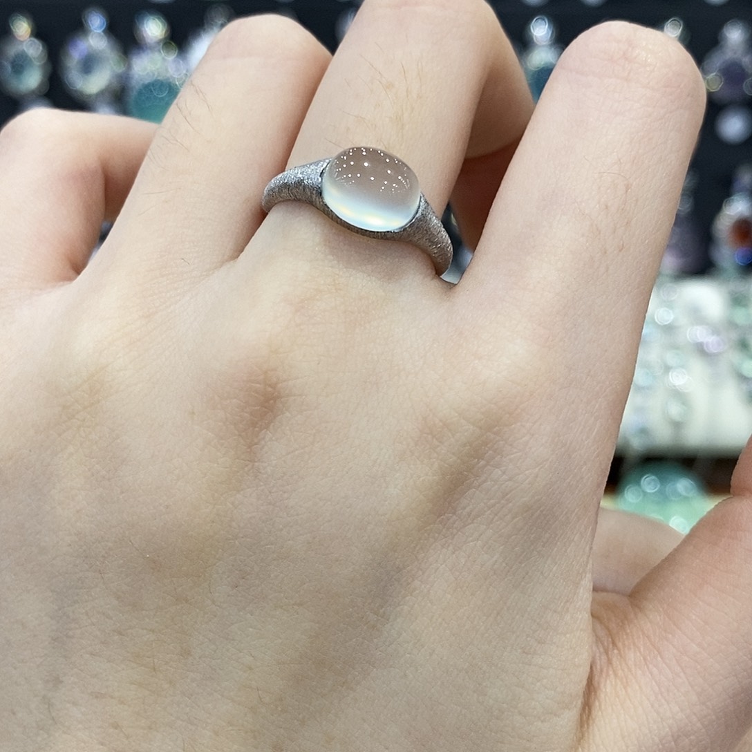 蛇纹石玉银S925镶嵌戒指