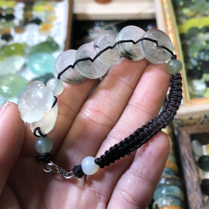 岫玉岫玉五帝钱手链未镶嵌