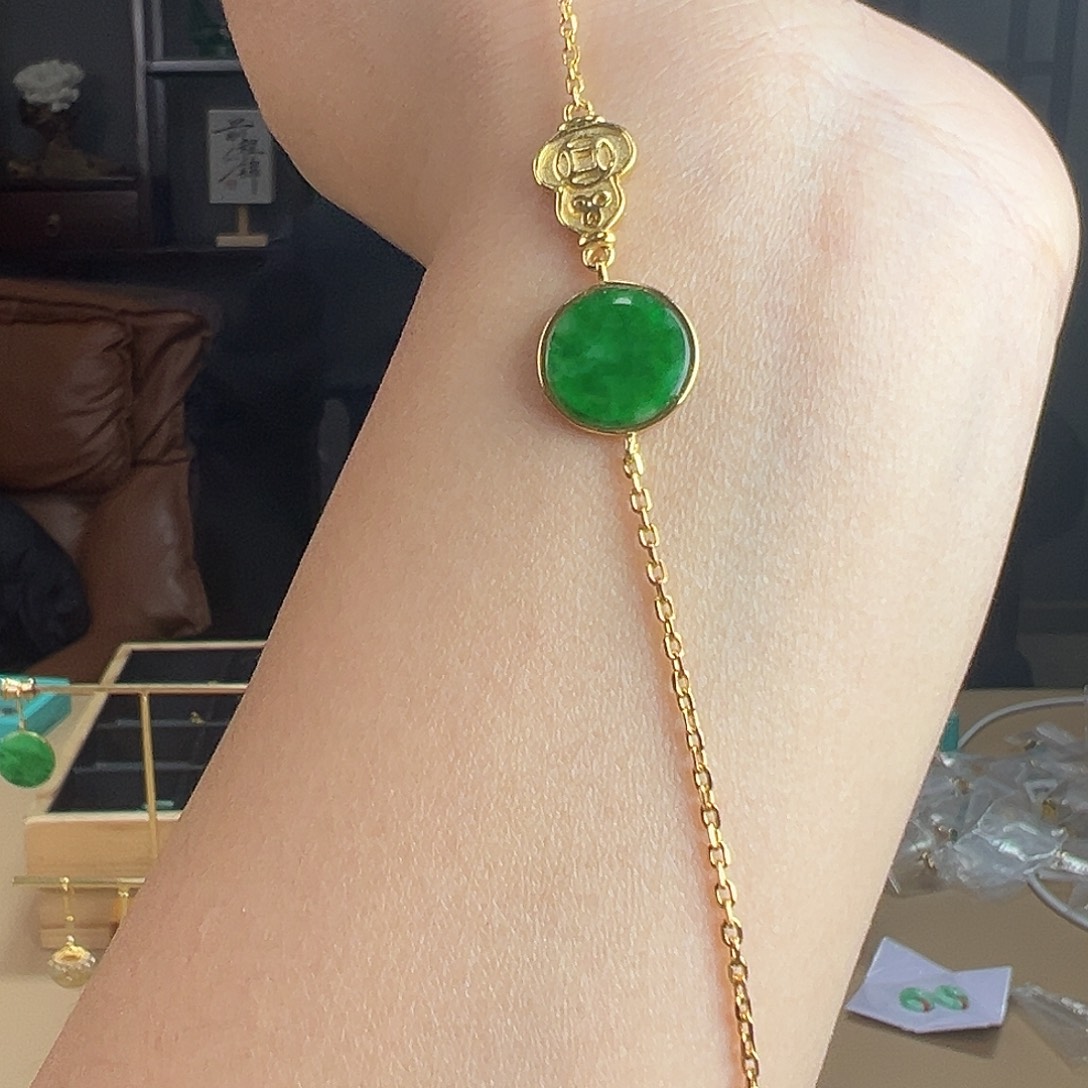 翡翠银S925镶嵌手链手链