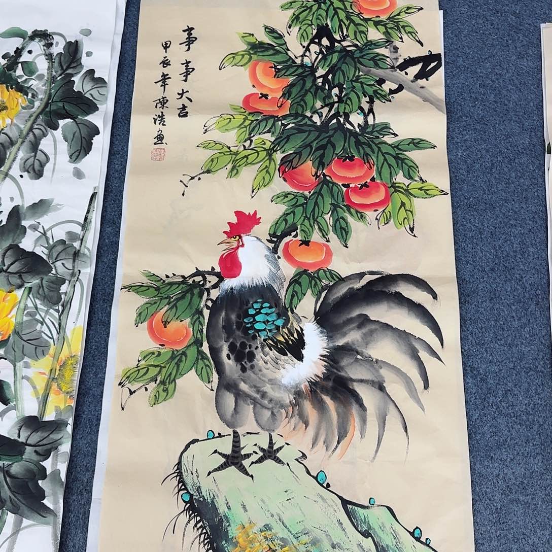 国画尺寸50X100手绘作品 