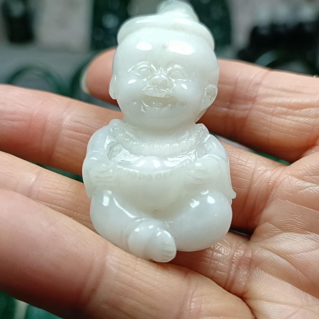 未镶嵌独山玉善财童子