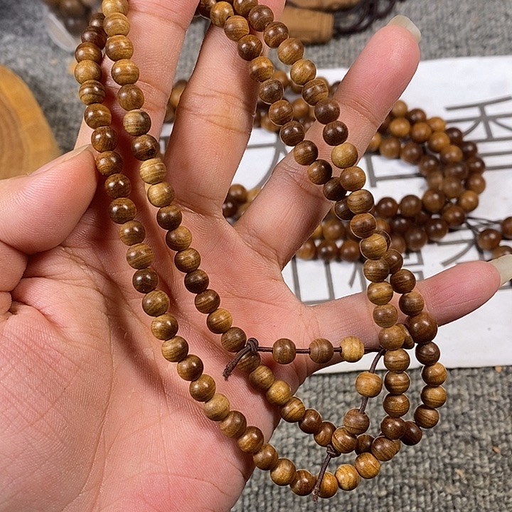 檀香木手串/手链老山檀香黑肉横纹0.6/108沉水