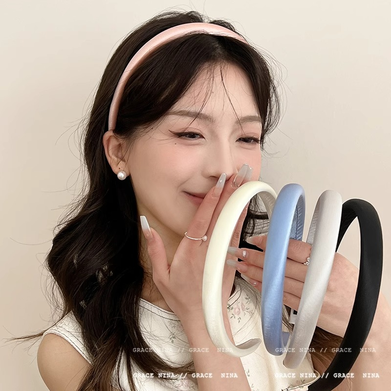 韩里韩气！简约纯色缎面发箍女生2025新款高级感头箍时尚百搭发饰