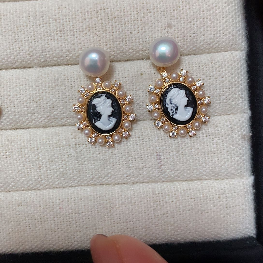 淡水珍珠耳饰合金