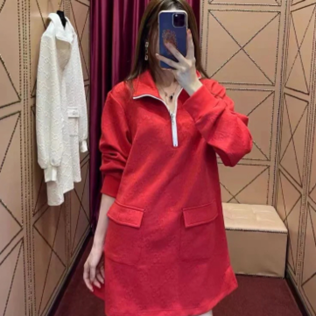 99新 GUCCI/古驰 双G提花针织高领长袖连衣裙/XS码/B01158