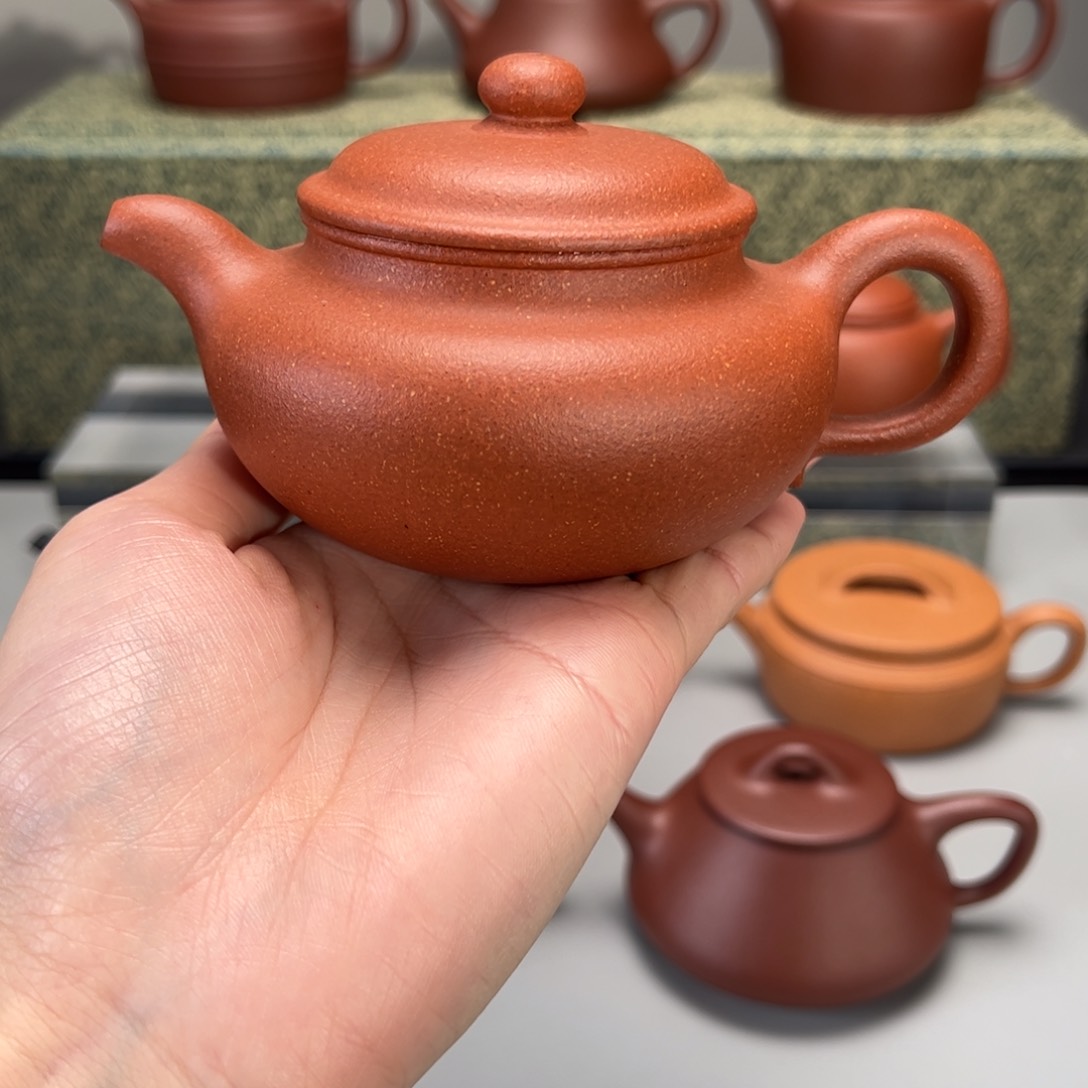紫砂茶壶红降坡仿古200c c