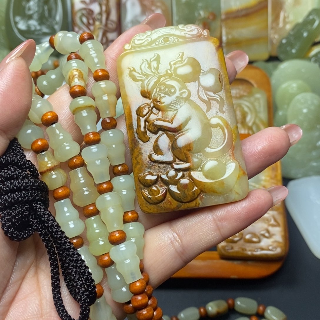 盆景石方解石生肖猴