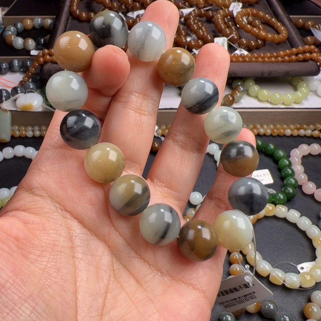 和田玉手链未镶嵌卡14