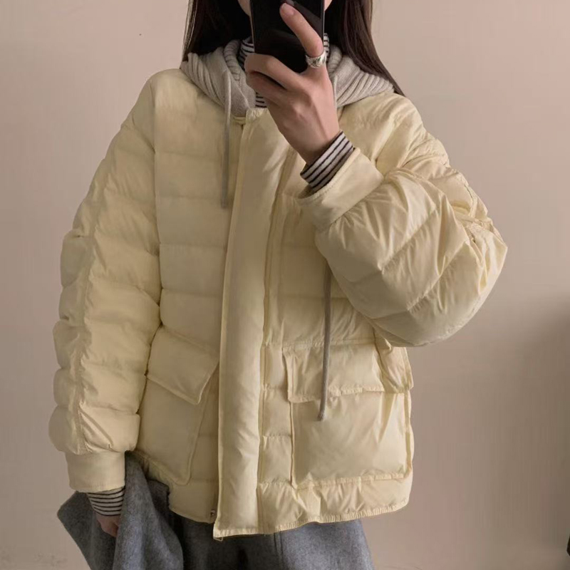 可拆卸针织帽羽绒服女2025新款白鸭绒阔版设计感显瘦保暖外套 765