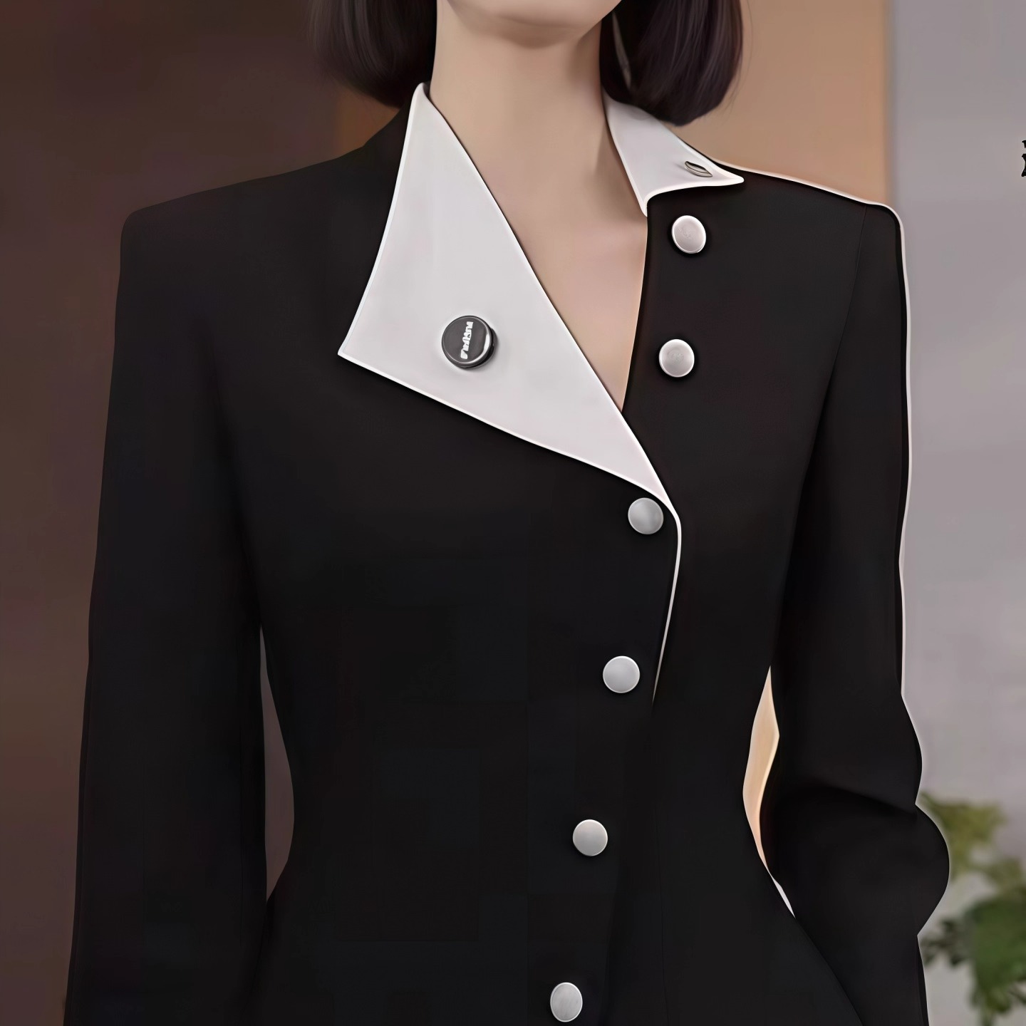 慧老板 秋冬气质名媛风格轻奢V领中长款西装外套长袖女71191