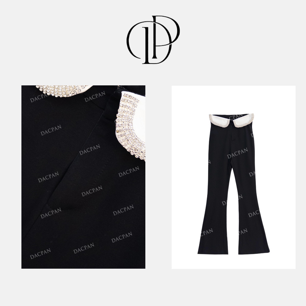DACPAN-“塑形裤”拼接翻边西装微喇裤2025/盼·PP 8999