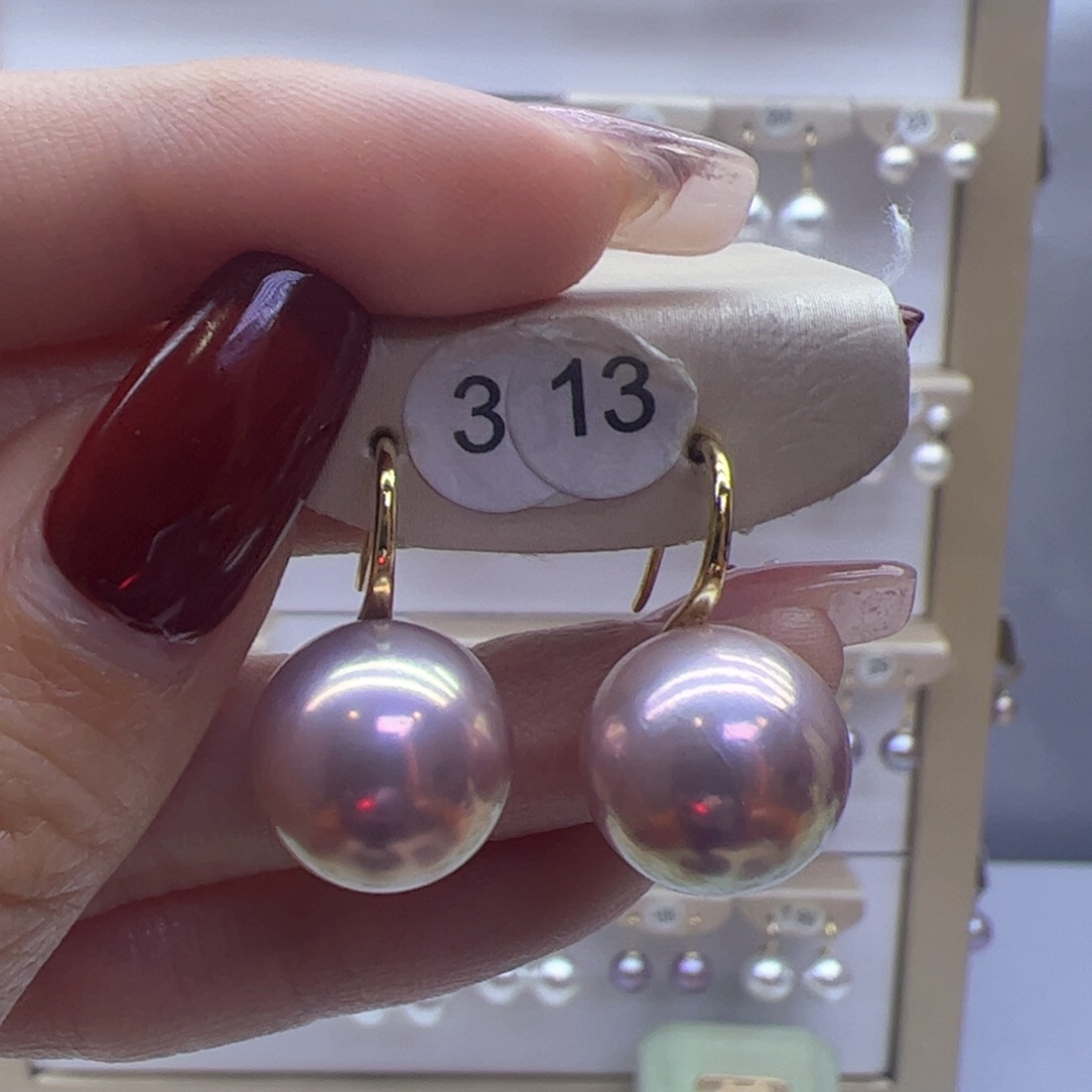 淡水珍珠耳饰18K金镶嵌