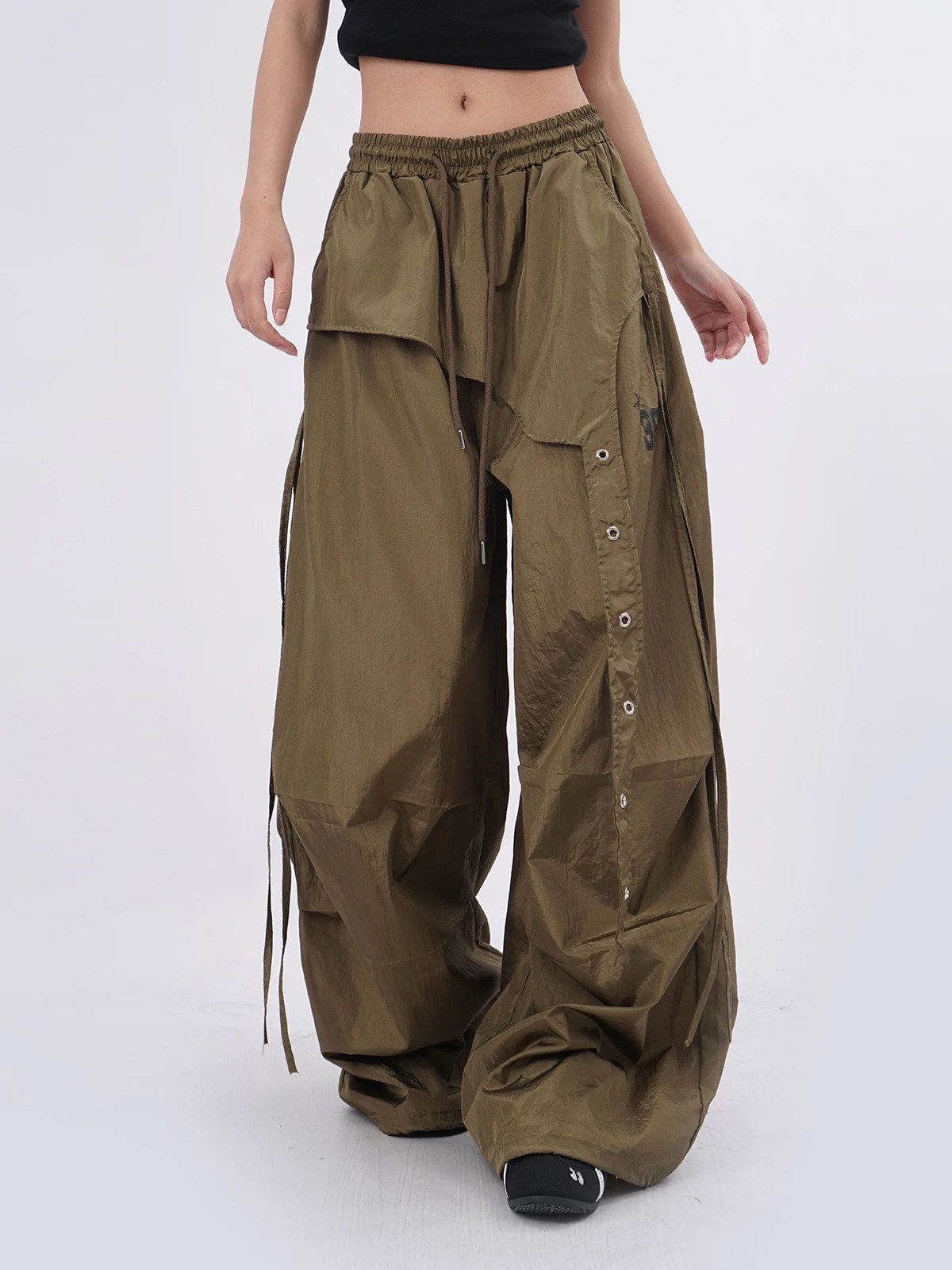 美式高街2025新款复古设计感小众速干面料男女嘻哈风休闲跳舞长裤