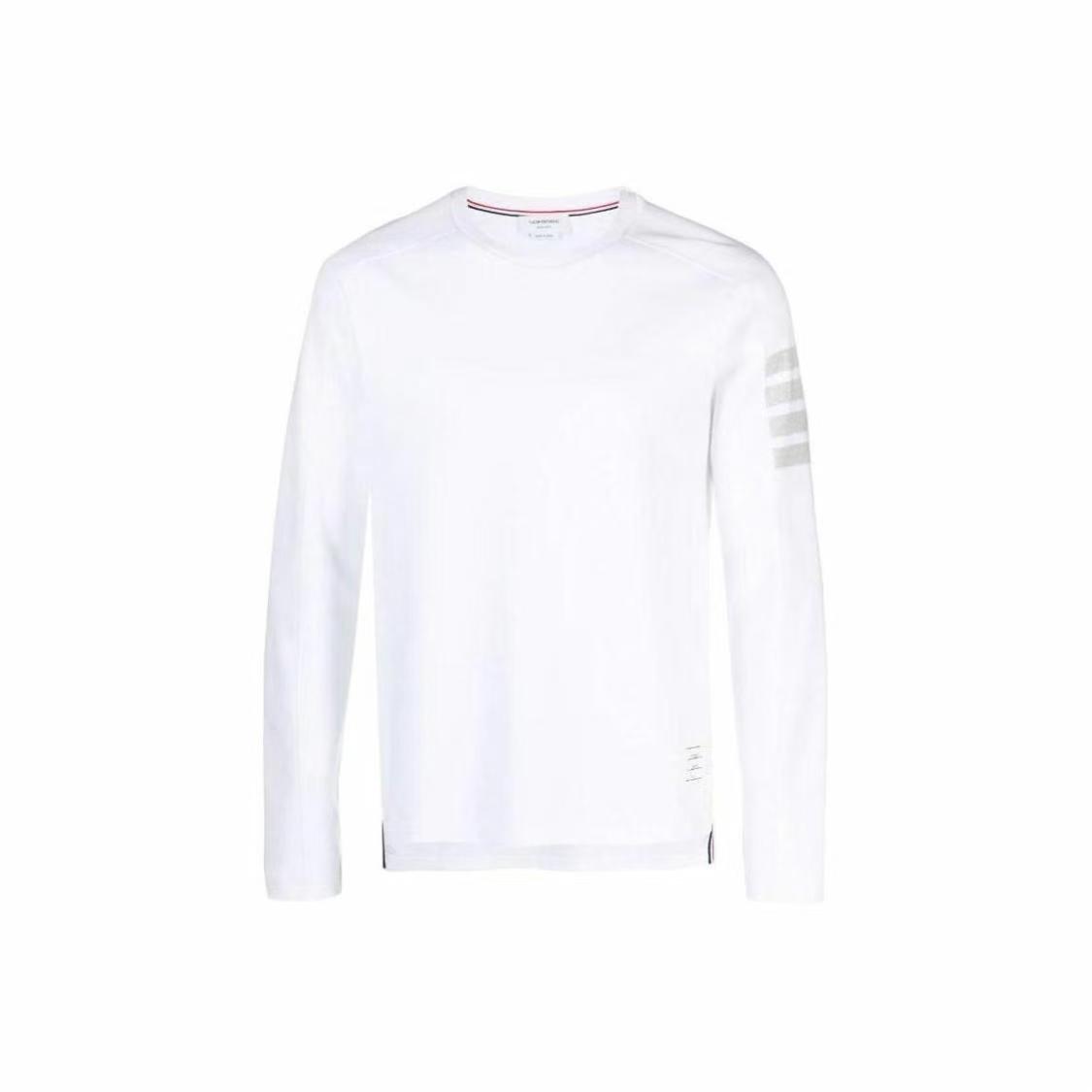 未使用 THOMBROWNE 经典四条纹平纹针织圆领长袖T恤男款
