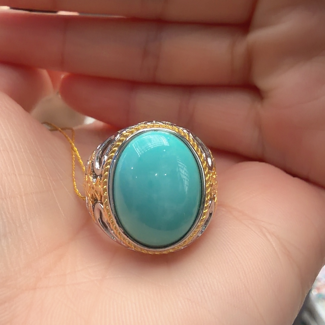 绿松石银S925镶嵌戒指