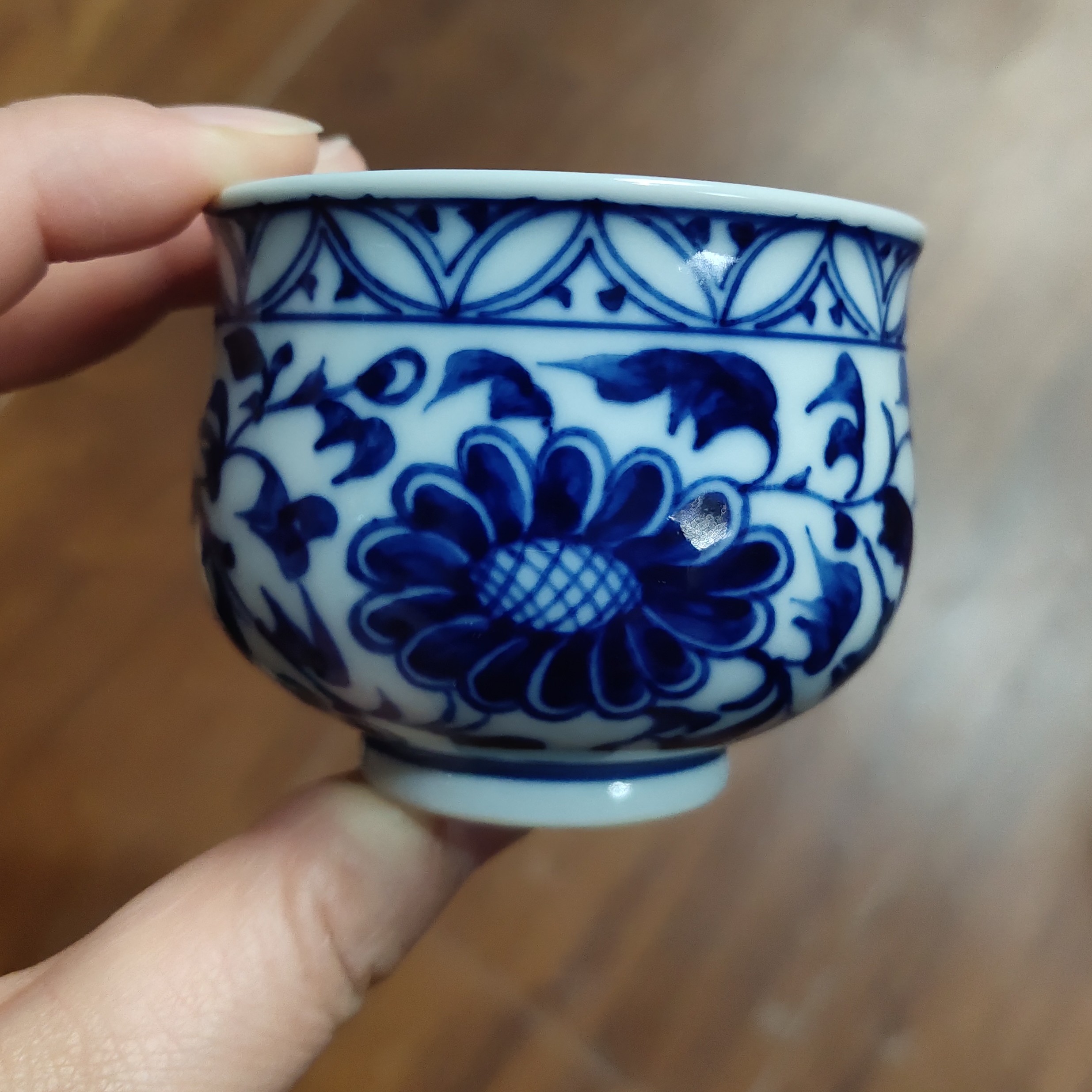 微瑕柴窑扁菊小炉式杯子