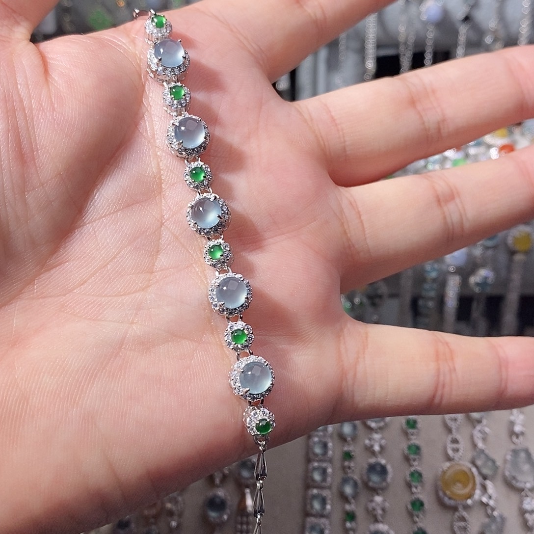 翡翠银S925镶嵌手链