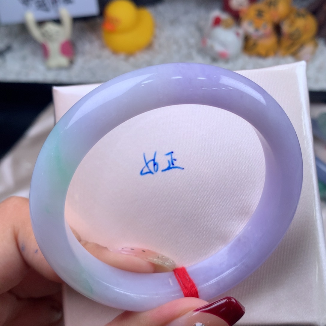 翡翠未镶嵌手镯春彩正圈56.1