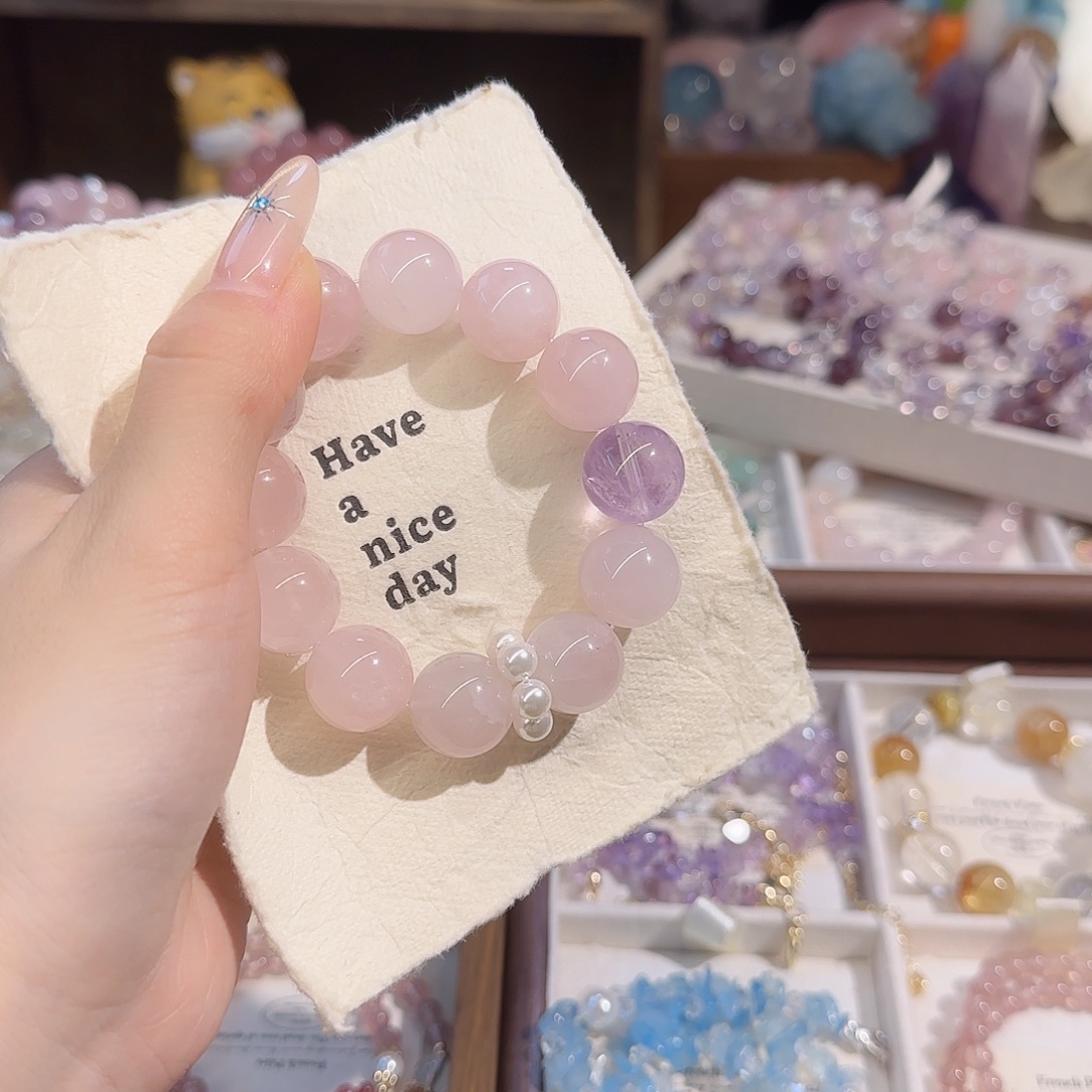 烟晶银S925镶嵌手链