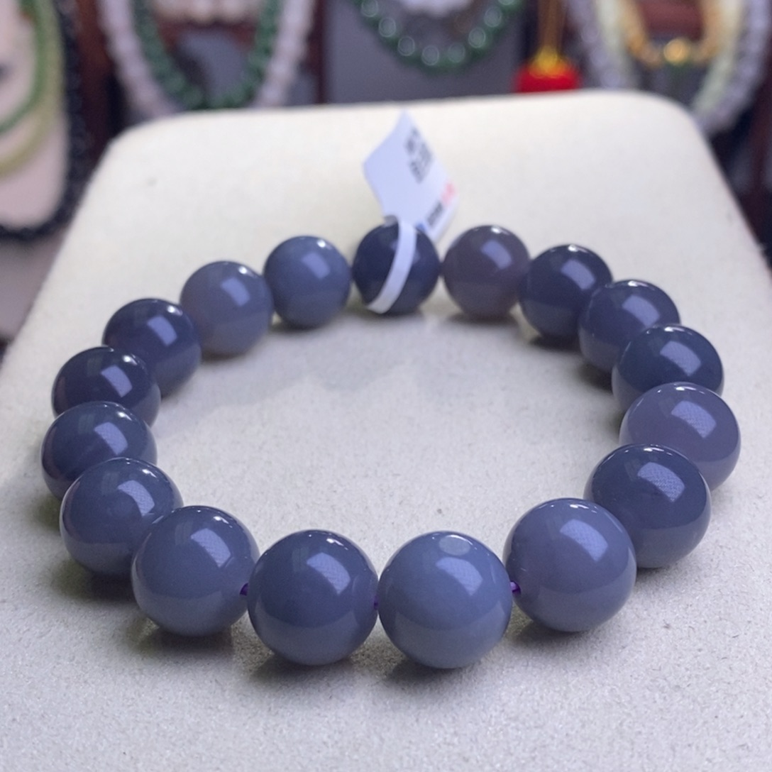 和田玉浓烟紫手串12MM未镶嵌